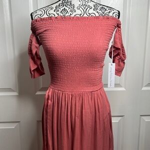 Young Fabulous & Broke maxi mauve smocked off the shoulder maxi dress M Long